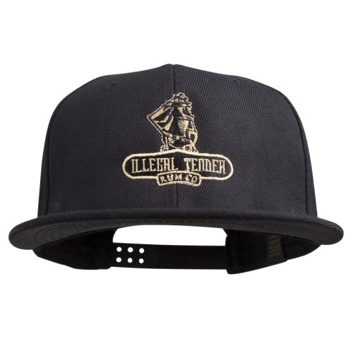 Illegal Tender Rum Co snapback hat front view showing logo.